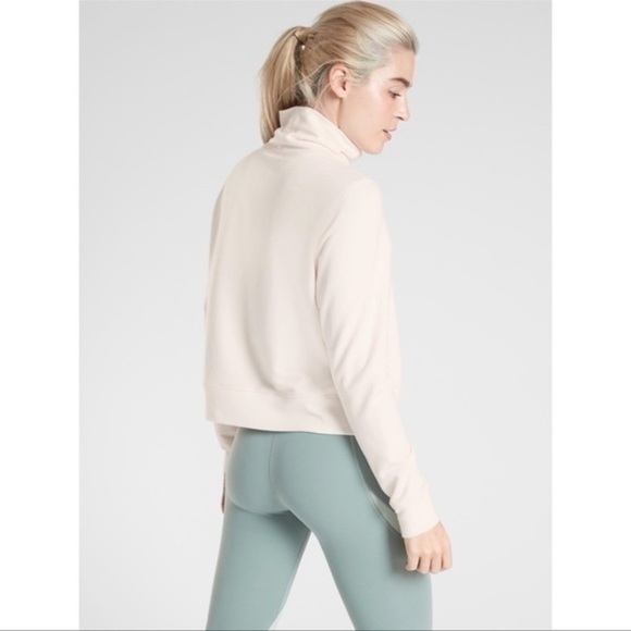 Athleta Cream Cropped Funnel Neck Top In Nirvana- STall - Picture 2 of 12
